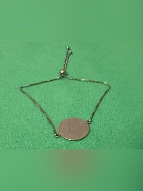 ATI CN 925 Sterling Monogram “N” Disc Silver Bracelet